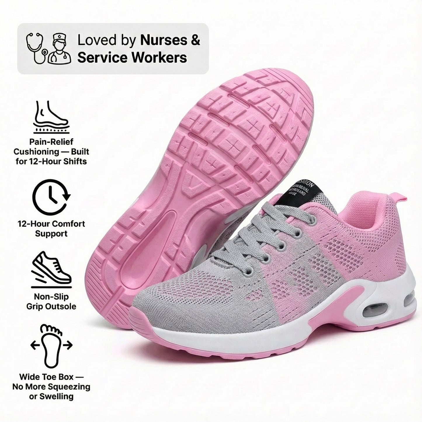 12-Hour Shift Shoes for All-Day Foot, Knee & Back Pain Relief (Copy)